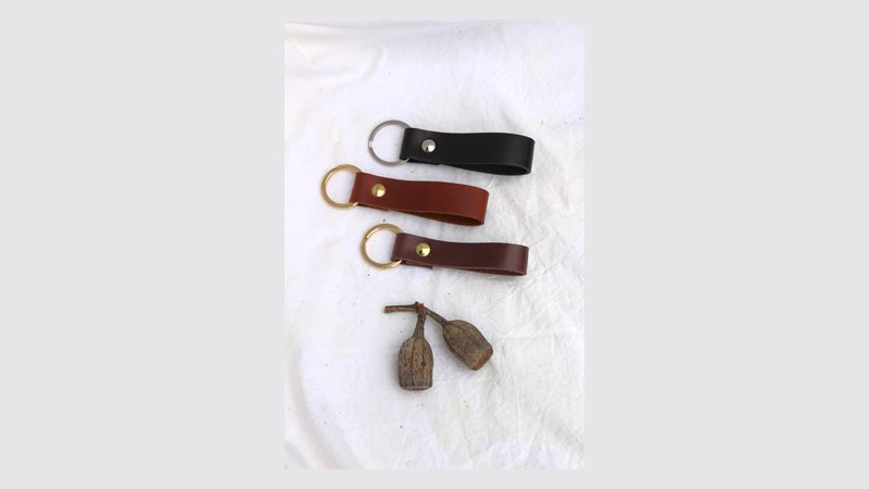 A simple handmade leather keyring by E.L. Freeman