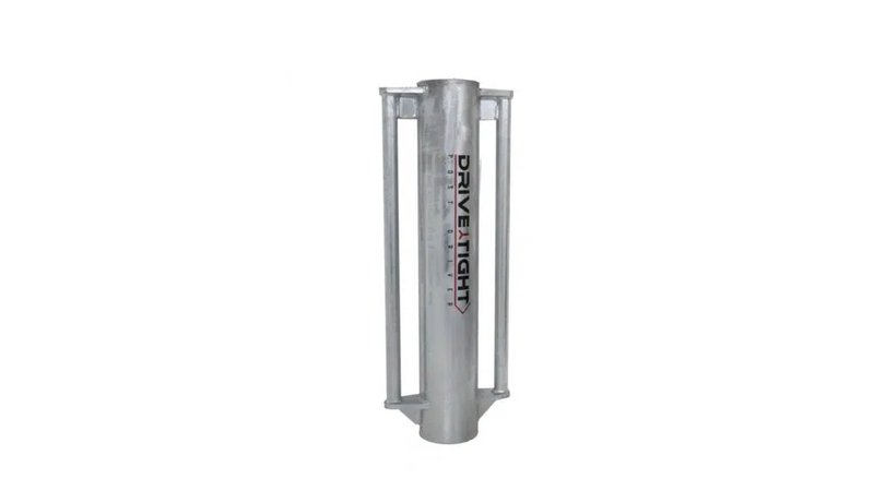 A galvanised Drive-Tight post driver on a white background